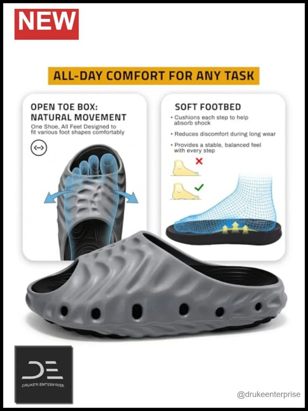 Wide Recovery Arch Support Slides Mules Summer Garden Shower Shoes